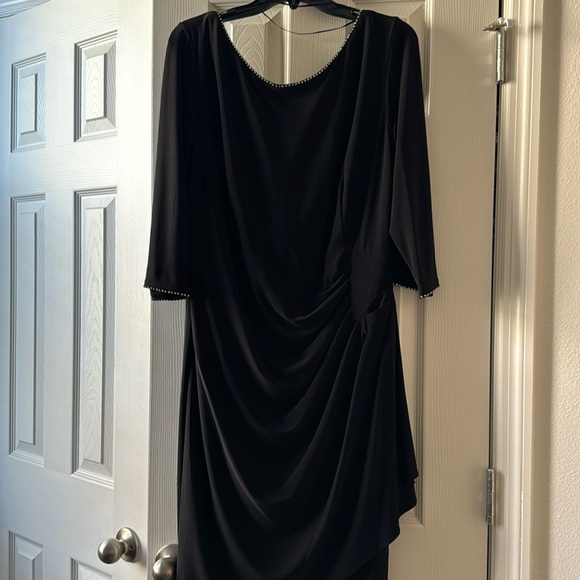 Size 18 Black Alex Evenings faux wrap dress with rhinestone embellishments. - Picture 1 of 5